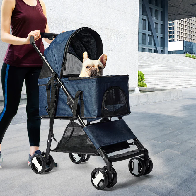 Pawz Modern Pet Foldable Stroller Pram Pushchair – Blue